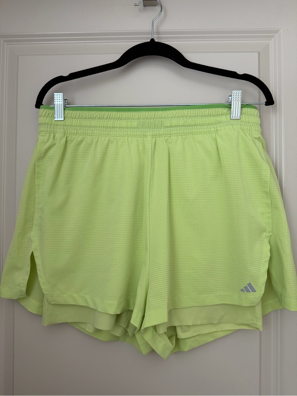 adidas Women’s Neon Lime Athletic Shorts with Built-in Liner